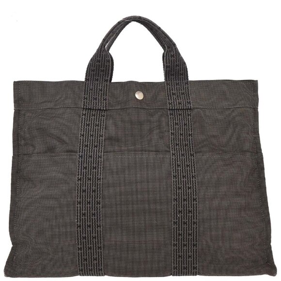 Hermes Gray Canvas Herline Tote MM Handbag 186980 - Picture 1 of 10